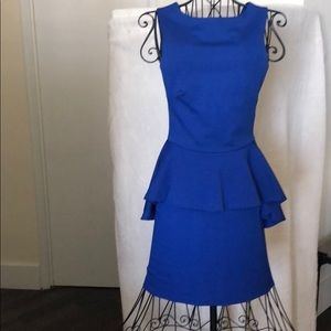 Cobalt Blue Sleeveless Peplum Dress
